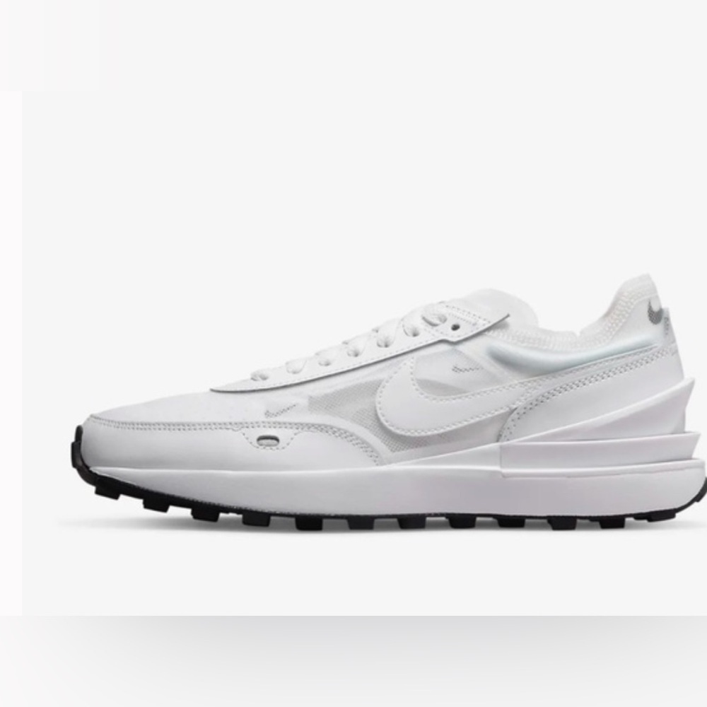 Nike waffle one white mesh sneakers activewear athleisure tennis shoes size 8 - Picture 2 of 10